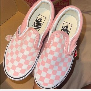 Pink and white checkerd vans. Size 12c. Brand new never worn .